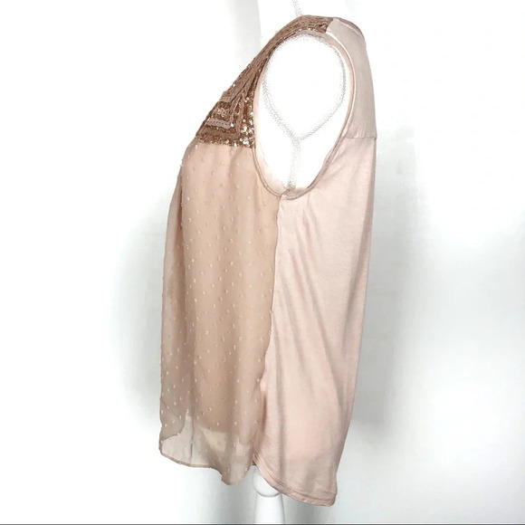 Anthropologie A Common Thread | Blush Sequin Top - Picture 5 of 7